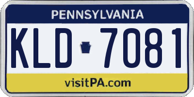 PA license plate KLD7081