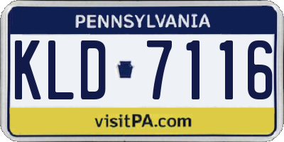 PA license plate KLD7116
