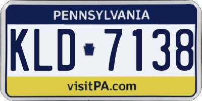 PA license plate KLD7138