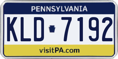 PA license plate KLD7192