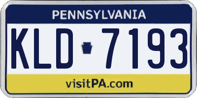 PA license plate KLD7193