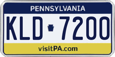 PA license plate KLD7200