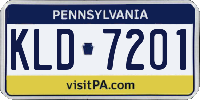 PA license plate KLD7201
