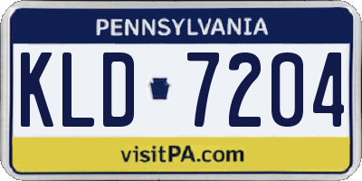 PA license plate KLD7204