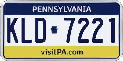 PA license plate KLD7221