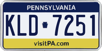 PA license plate KLD7251