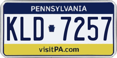 PA license plate KLD7257