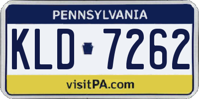 PA license plate KLD7262