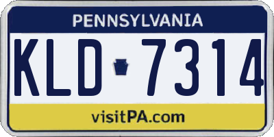 PA license plate KLD7314