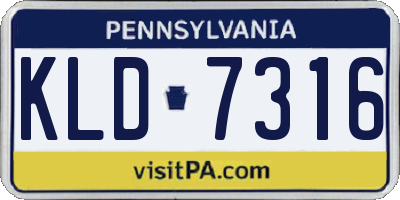 PA license plate KLD7316