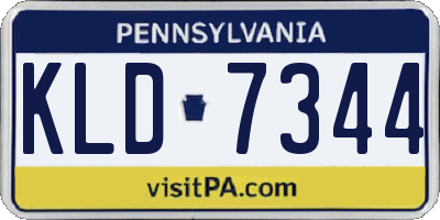 PA license plate KLD7344