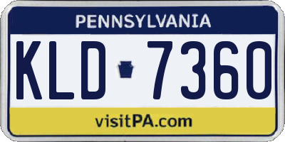 PA license plate KLD7360