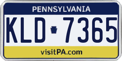PA license plate KLD7365