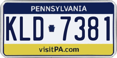 PA license plate KLD7381