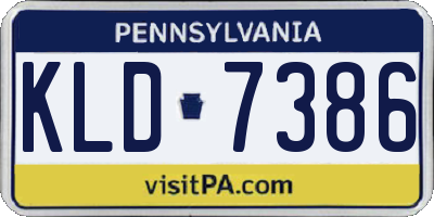 PA license plate KLD7386