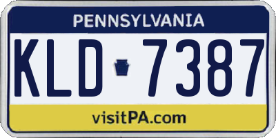 PA license plate KLD7387