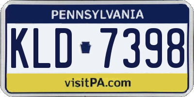 PA license plate KLD7398