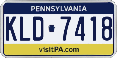 PA license plate KLD7418