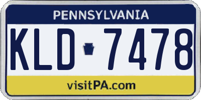PA license plate KLD7478