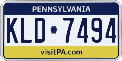 PA license plate KLD7494