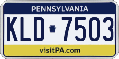 PA license plate KLD7503