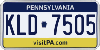 PA license plate KLD7505