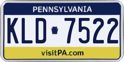PA license plate KLD7522