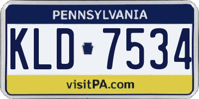 PA license plate KLD7534