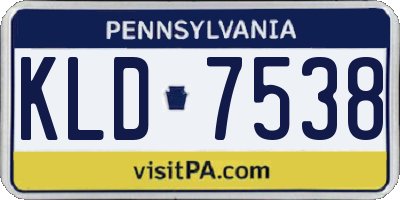PA license plate KLD7538