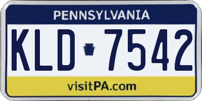 PA license plate KLD7542