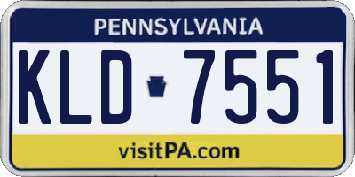 PA license plate KLD7551