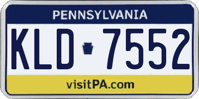 PA license plate KLD7552