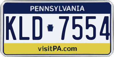 PA license plate KLD7554