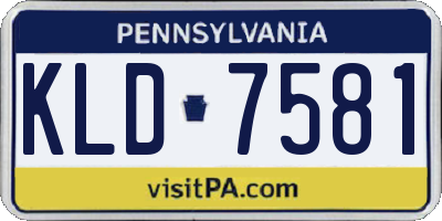 PA license plate KLD7581