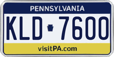 PA license plate KLD7600