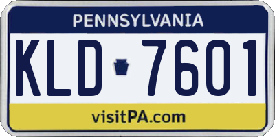 PA license plate KLD7601