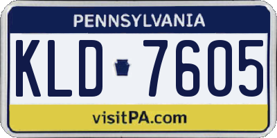 PA license plate KLD7605