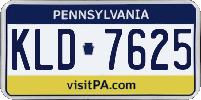 PA license plate KLD7625