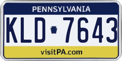 PA license plate KLD7643