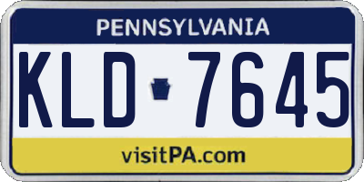 PA license plate KLD7645