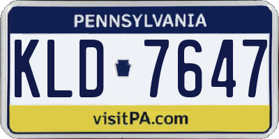 PA license plate KLD7647