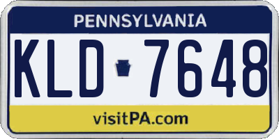 PA license plate KLD7648