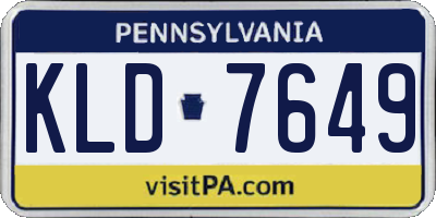PA license plate KLD7649