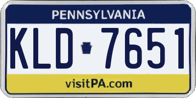 PA license plate KLD7651
