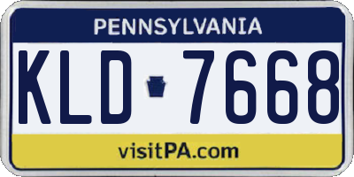 PA license plate KLD7668