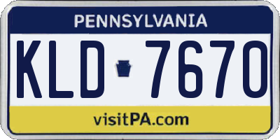 PA license plate KLD7670