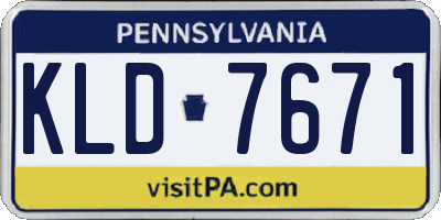 PA license plate KLD7671