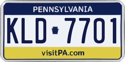 PA license plate KLD7701