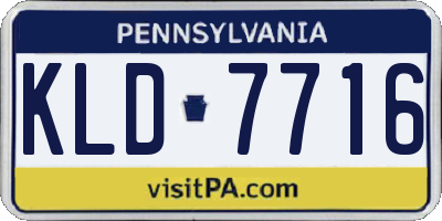 PA license plate KLD7716
