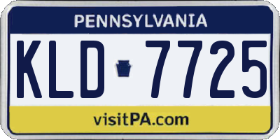 PA license plate KLD7725